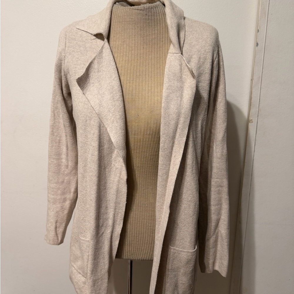 LOFT Cream Open-Front Cardigan
